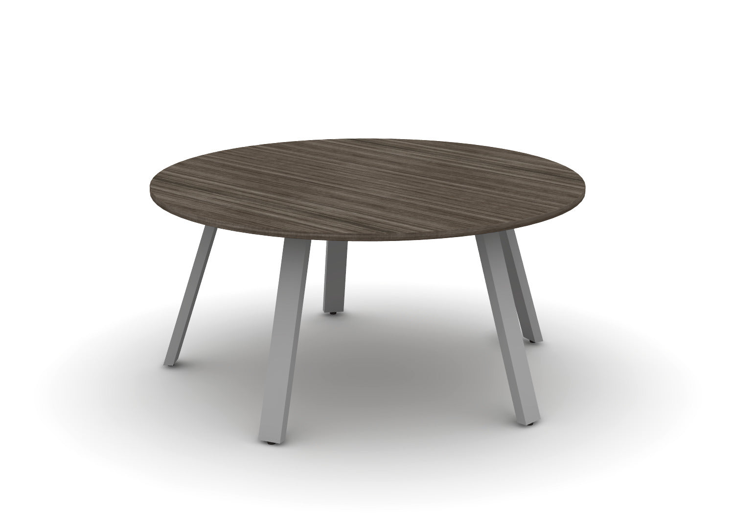 60" Round Angled-Leg Table - Shadow Elm + Electric White