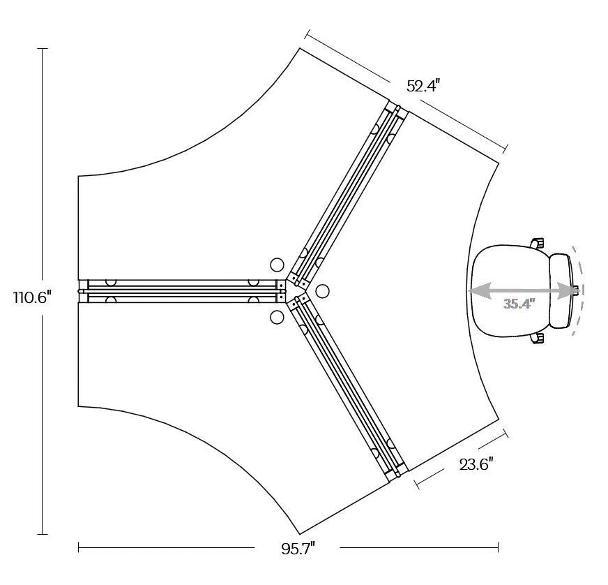 Tri-Pod 120° Layout Work Station Configuration