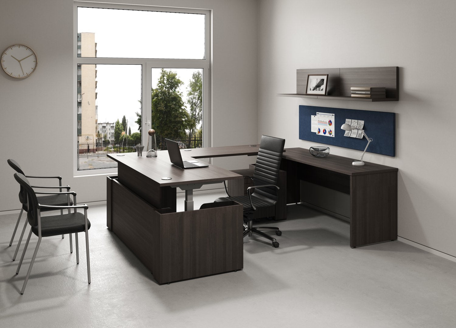 EDGE Height-Adjustable Desk L-Shape - Left Return